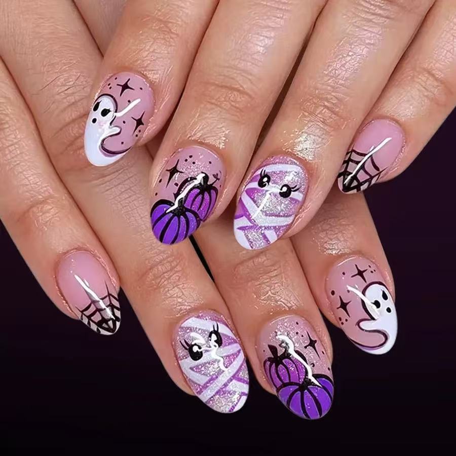 Kunstnagel-Set mit gruseligen Halloween-Motiven Brehn