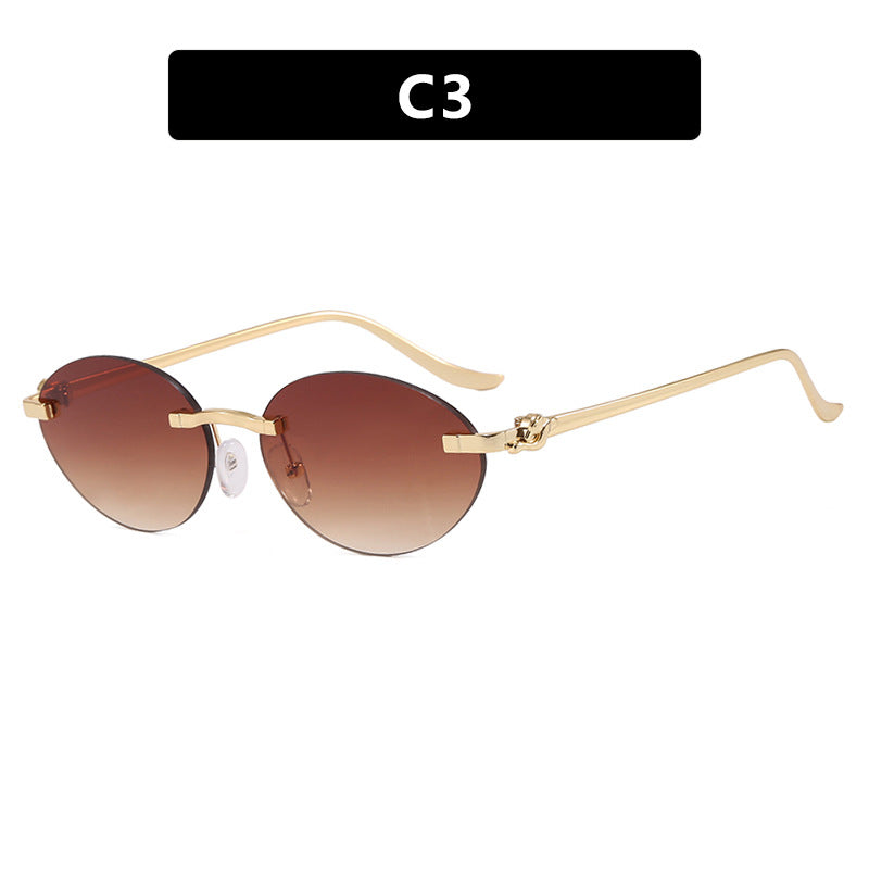 Damen elegante ovale Sonnenbrille mit goldenen Akzenten Brehn