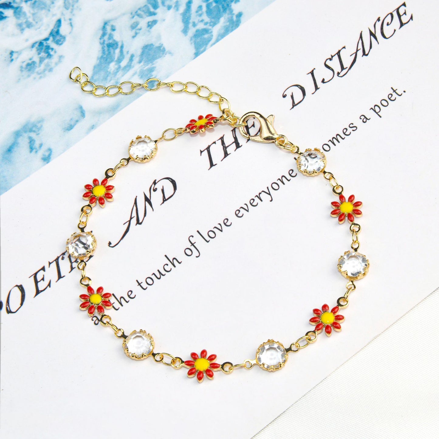 Blumen Kristall Charm Armband Brehn