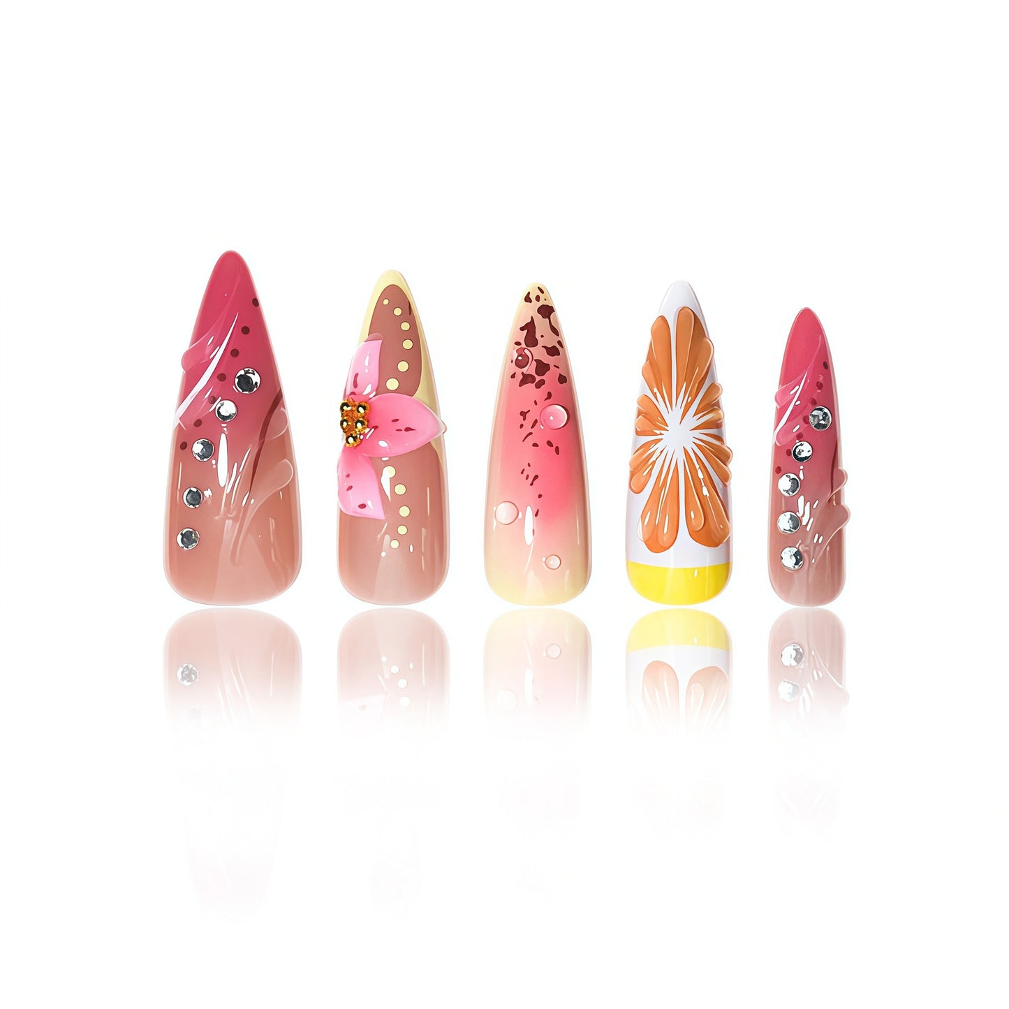 Blumen Design Stiletto Nagelverlängerungen Brehn