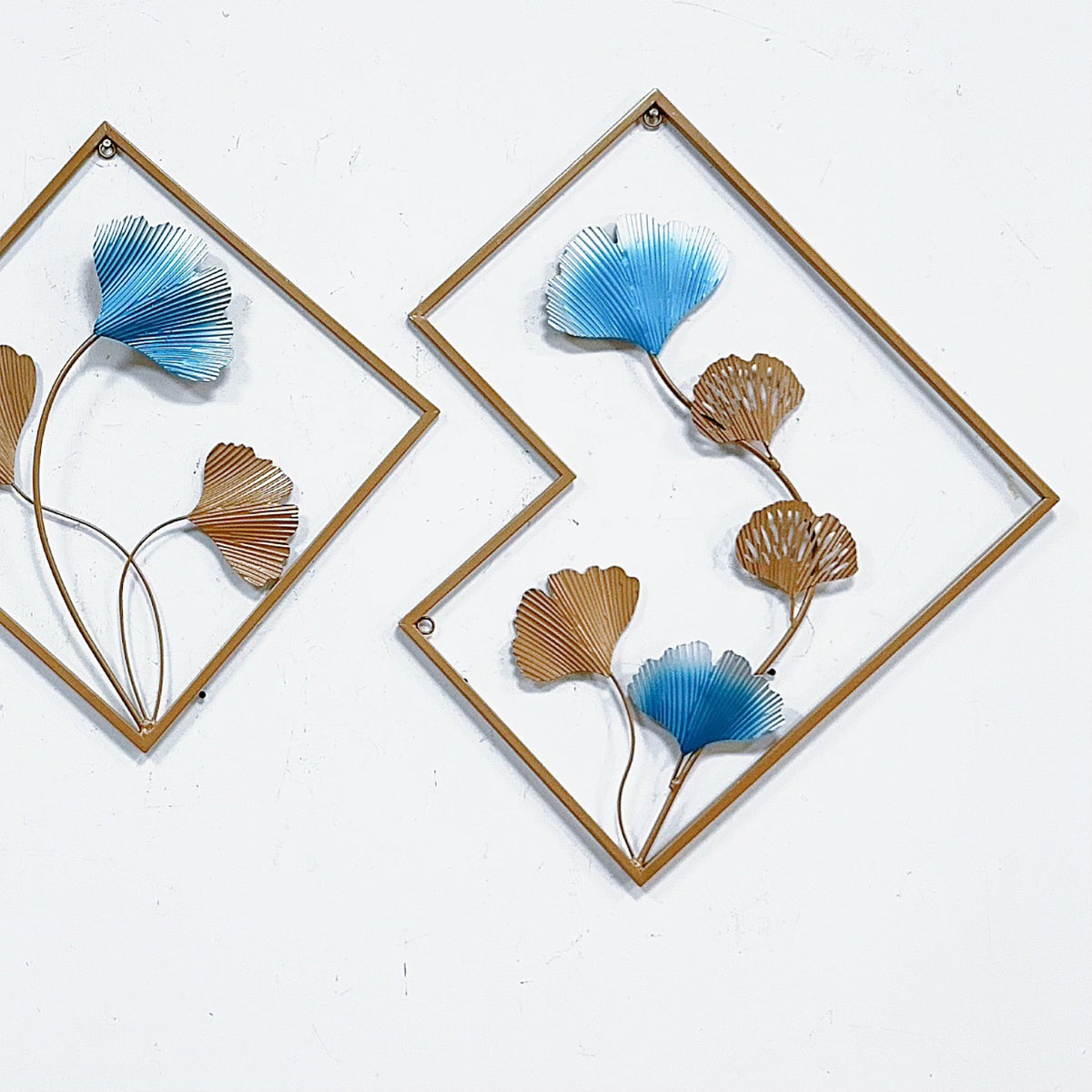 Dekoratives Metall Wandkunst Set mit Ginkgo-Blatt und floralem Design Brehn