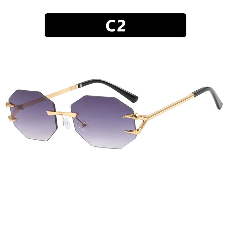 Damen geometrische Sonnenbrille mit modernem Metallrahmen Brehn