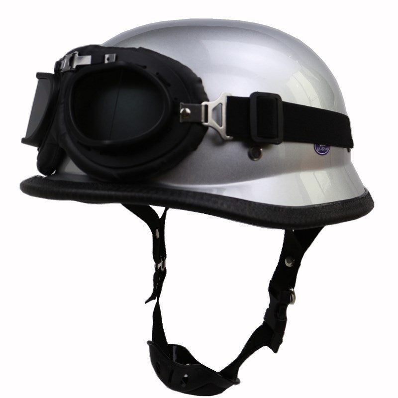 Vintage-Motorradhelm mit schützenden Goggles Brehn