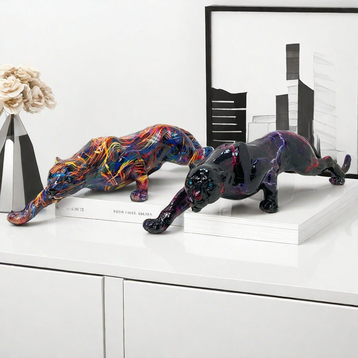 Kunstvolle Panther Skulptur aus Handarbeit Brehn