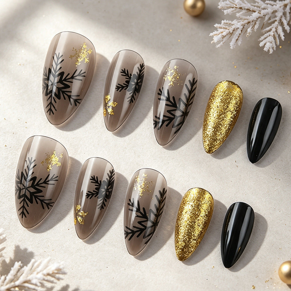 Elegantes winterliches Press-On Nagelset Brehn