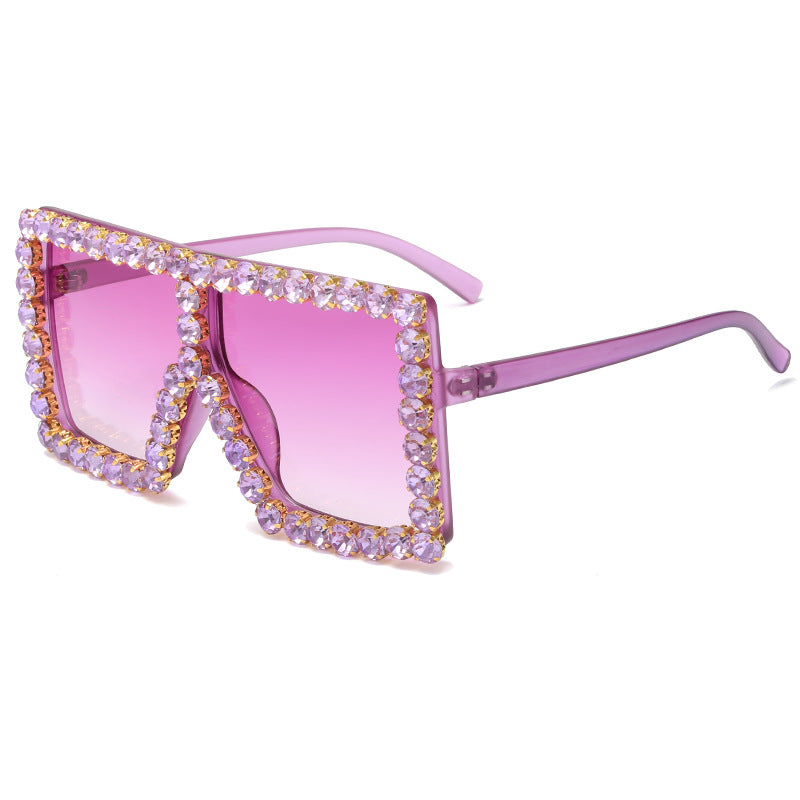 Damen auffällige quadratische Sonnenbrille mit funkelnden Applikationen Brehn