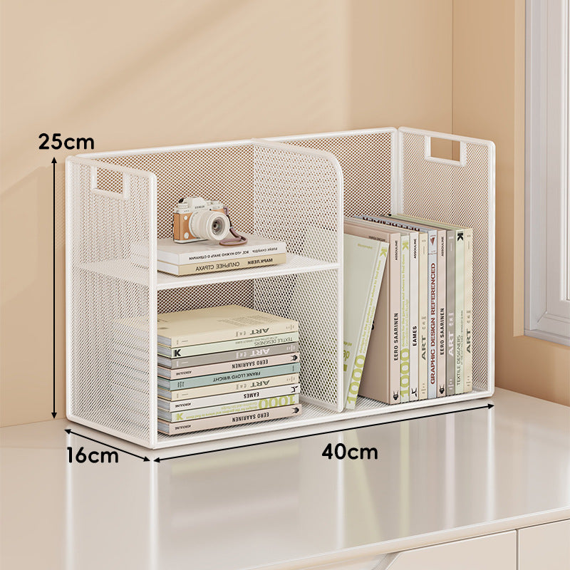 Perforiertes Metall Zwei-Ebenen Schreibtisch-Organizer-Regal mit integrierten Tragegriffen