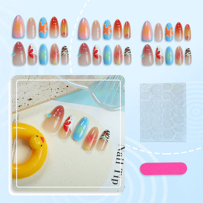 Künstlerisches von Tropen inspiriertes Press-On-Nagelset
