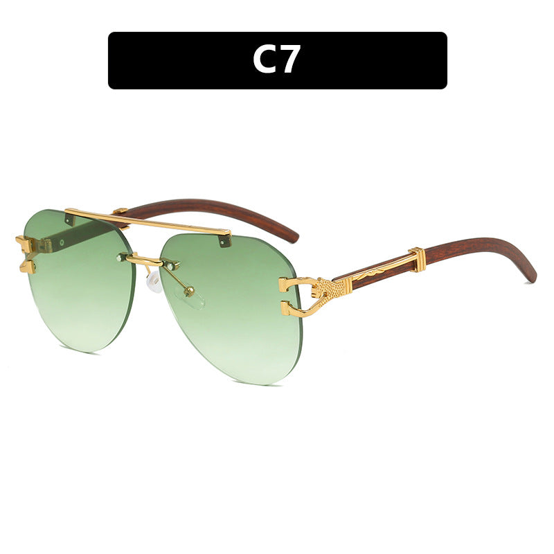 Damen modische Piloten-Sonnenbrille mit luxuriösen Metallakzenten und Holzdetails Brehn