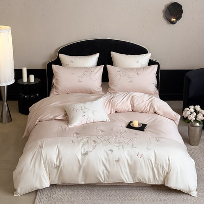 Luxuriöses Satin-Bettwäsche-Set mit floraler Stickerei Brehn