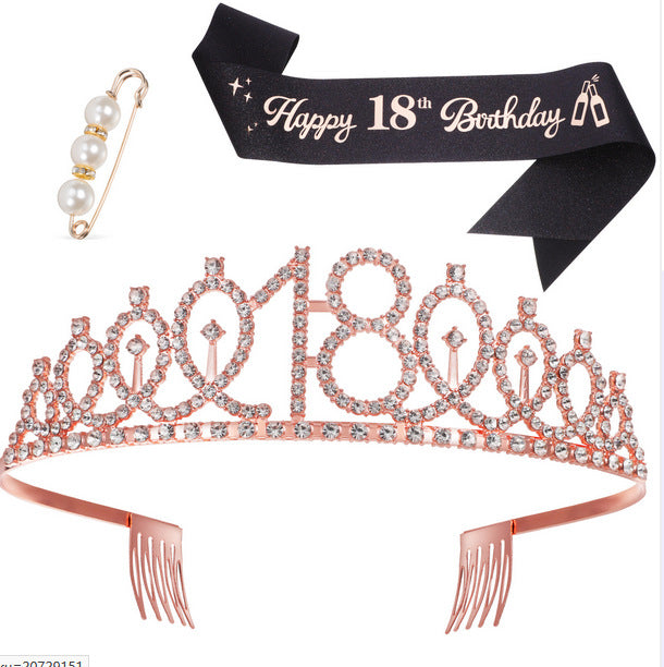 Damen Glitzernde Tiara mit personalisiertem 80. Geburtstagsschriftzug Brehn