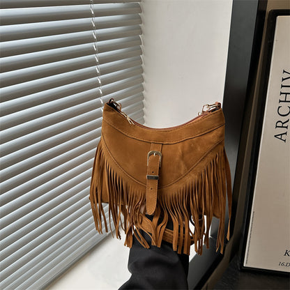 Fransierte Wildleder-Handtasche