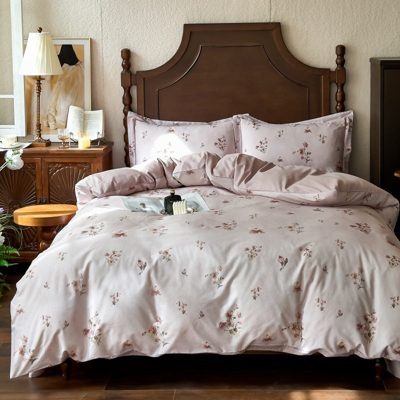 Bettwäsche-Garnitur aus Baumwollsatin mit floralem Aquarellrosen-Print und Wendefunktion
