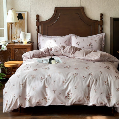 Bettwäsche-Garnitur aus Baumwollsatin mit floralem Aquarellrosen-Print und Wendefunktion