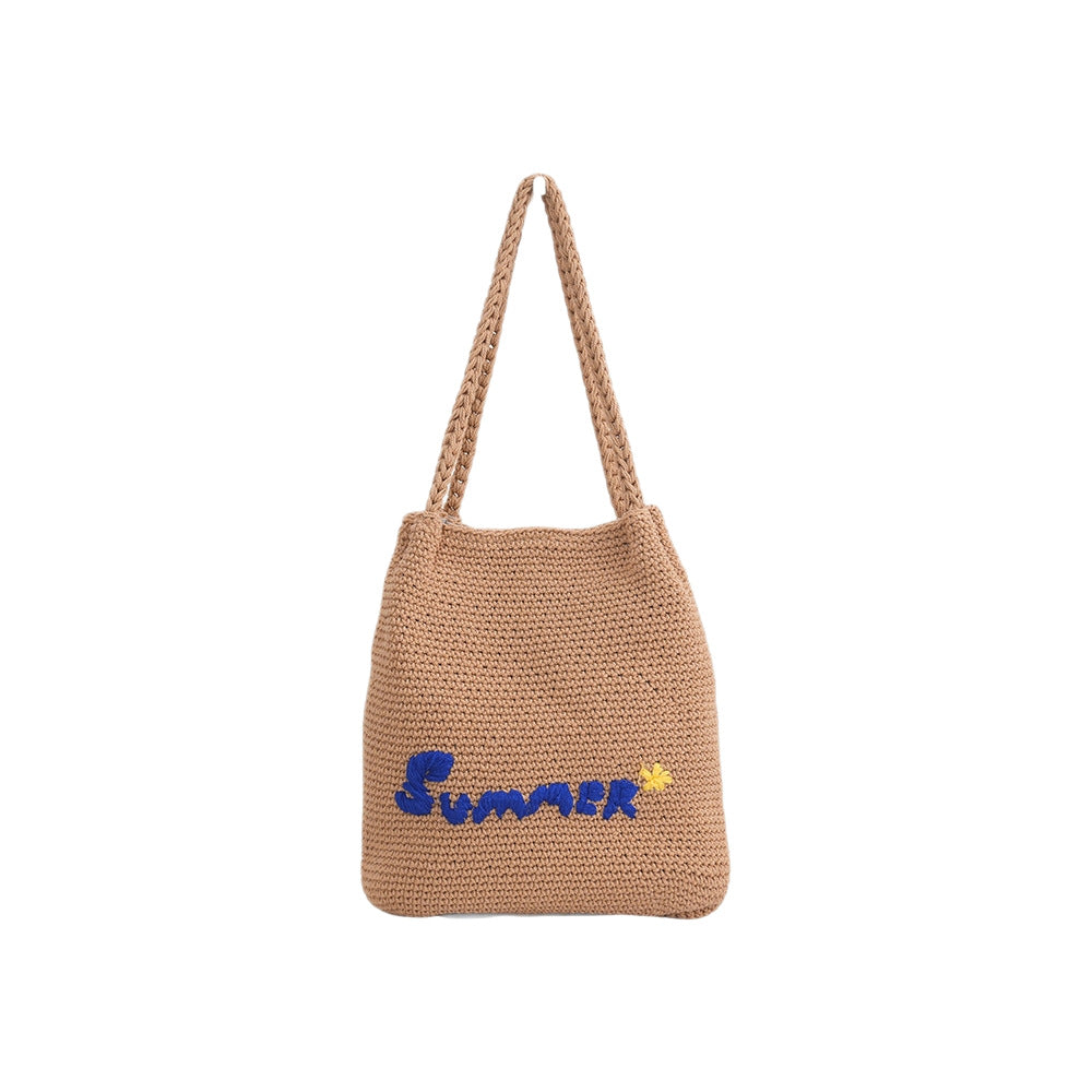 Handgefertigte Basttasche mit Sommermotiv Brehn