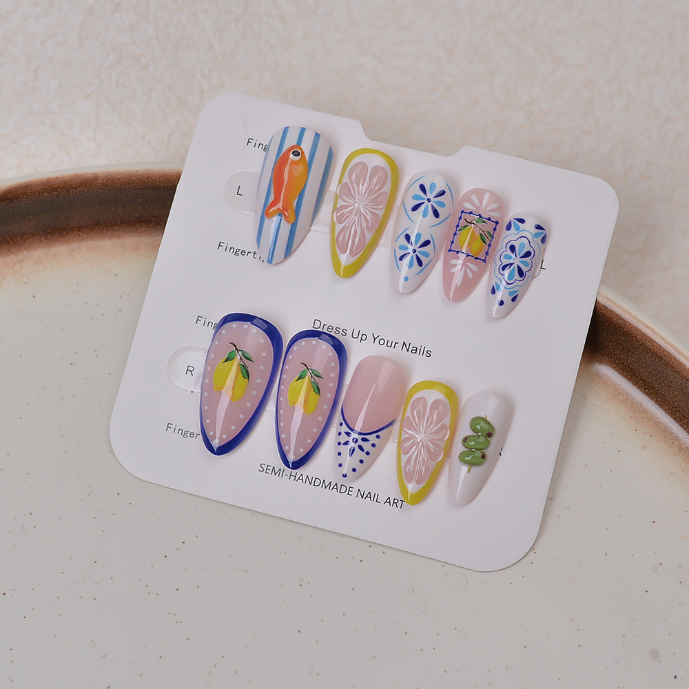 Künstlerisches Meeresthema Press-On Nagelset Brehn