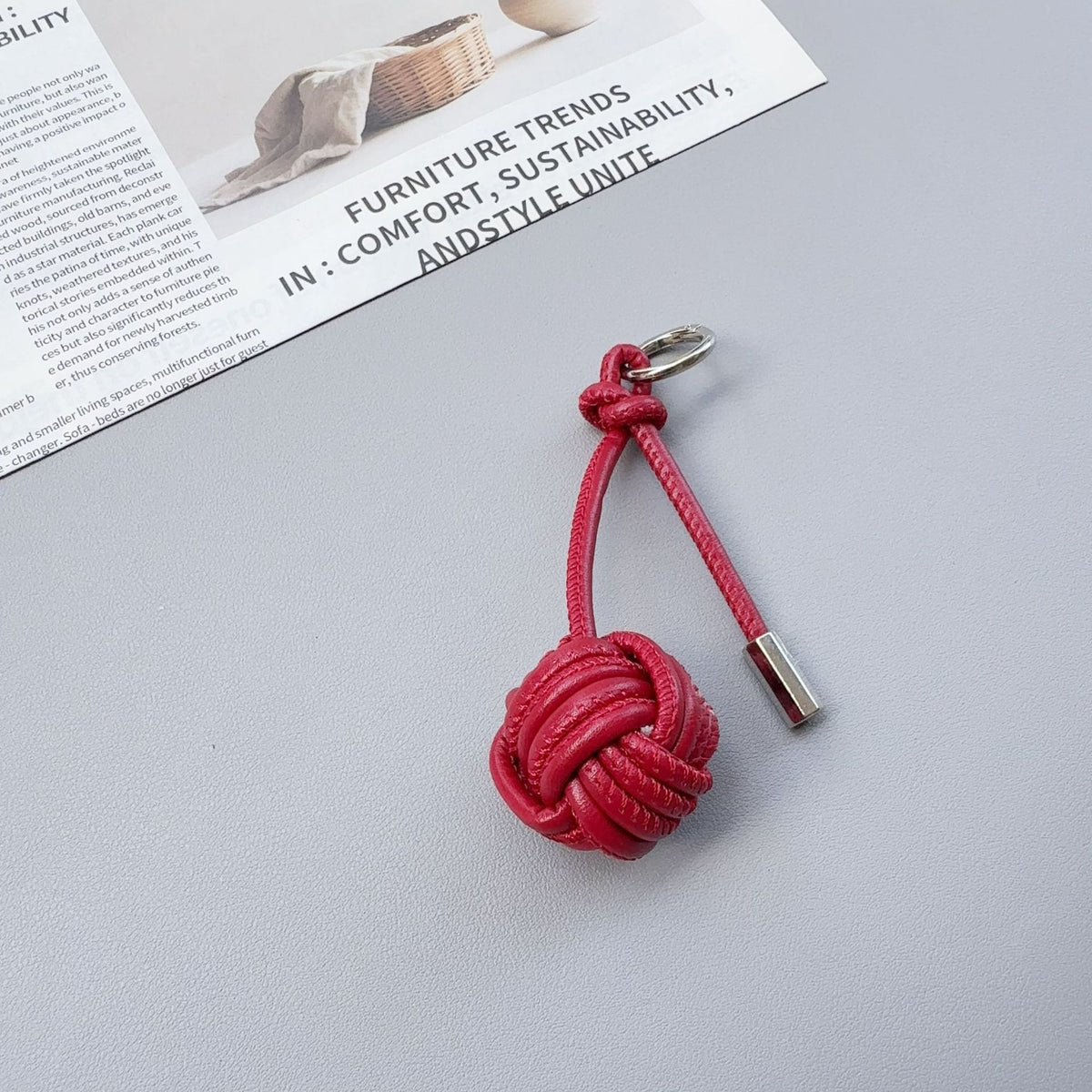 Stylischer Knotenleder-Schlüsselanhänger Brehn
