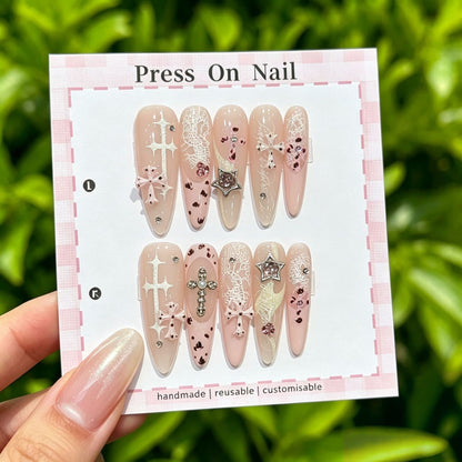 Anpassbare Glitter-Akzent Press-On Nägel