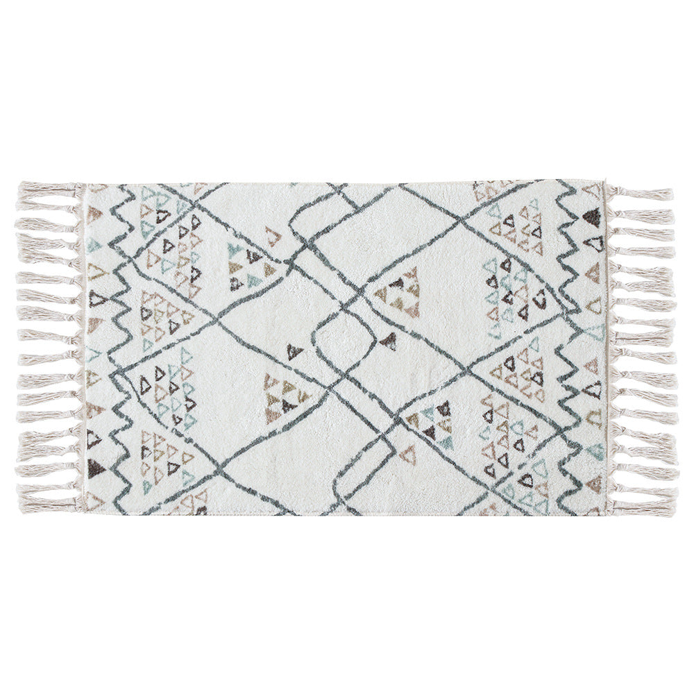Boho-Baumwoll-Badvorleger mit Fransen und geometrischem Diamantmuster Brehn