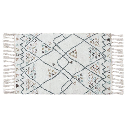 Boho-Baumwoll-Badvorleger mit Fransen und geometrischem Diamantmuster Brehn