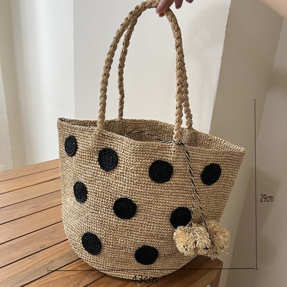 Handgefertigte Strohtasche mit Weichem Innenfutter Brehn