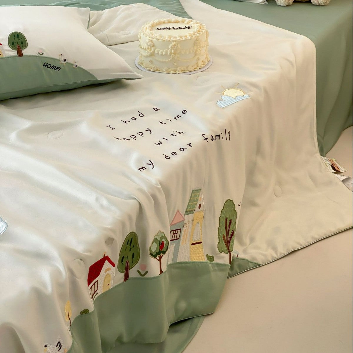 Kinderbettwäsche-Set mit niedlichem Eisbär-Motiv aus satinähnlichem Material