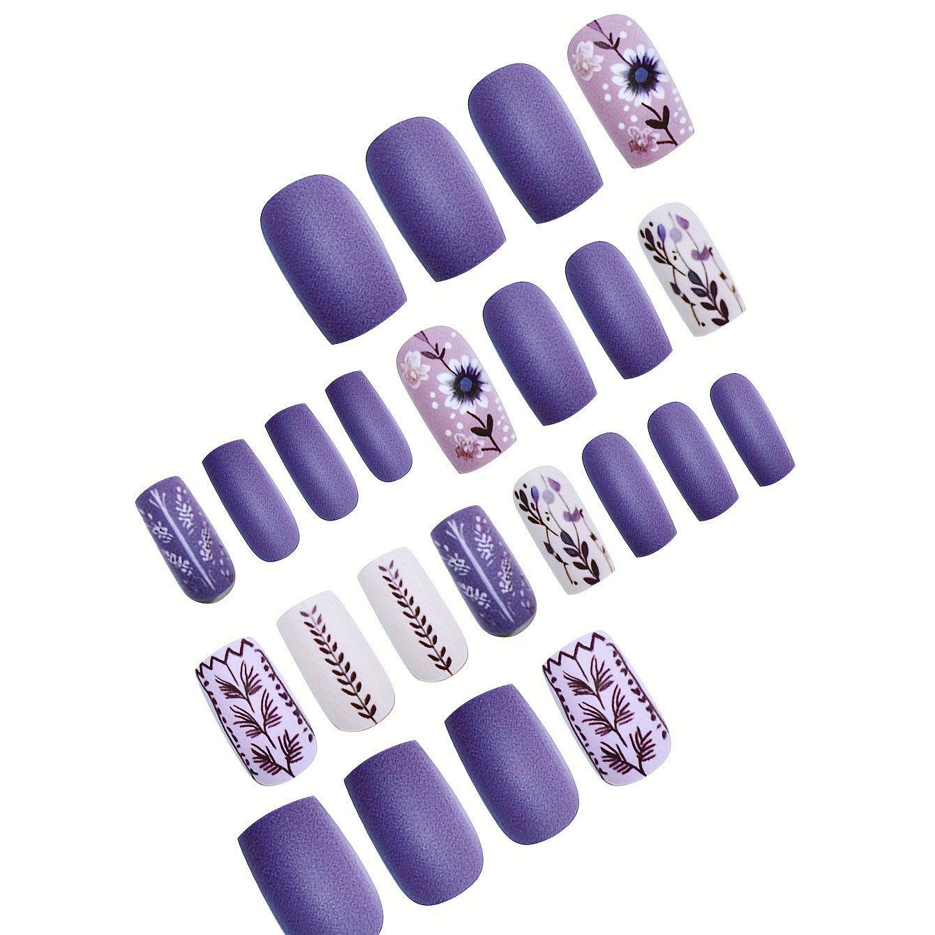 Künstlerisches Floral Press-On Nail Art Set Brehn