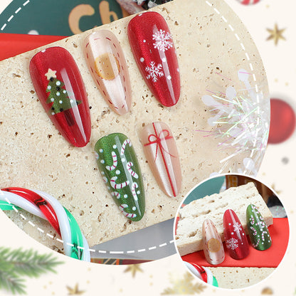 Festliches Weihnachts-Themen Press-On Nagelkunst Set