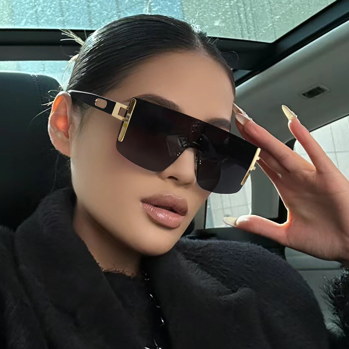 Damen oversized Sonnenbrille mit modernem futuristischen Design Brehn
