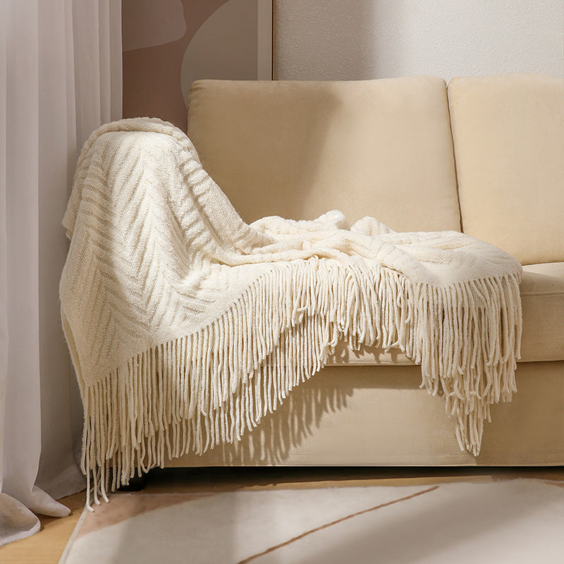 Gemütliche Strickfransen-Decke Brehn