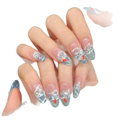 Künstlerisches Press-On-Nagelset mit einzigartigem handgemaltem Design