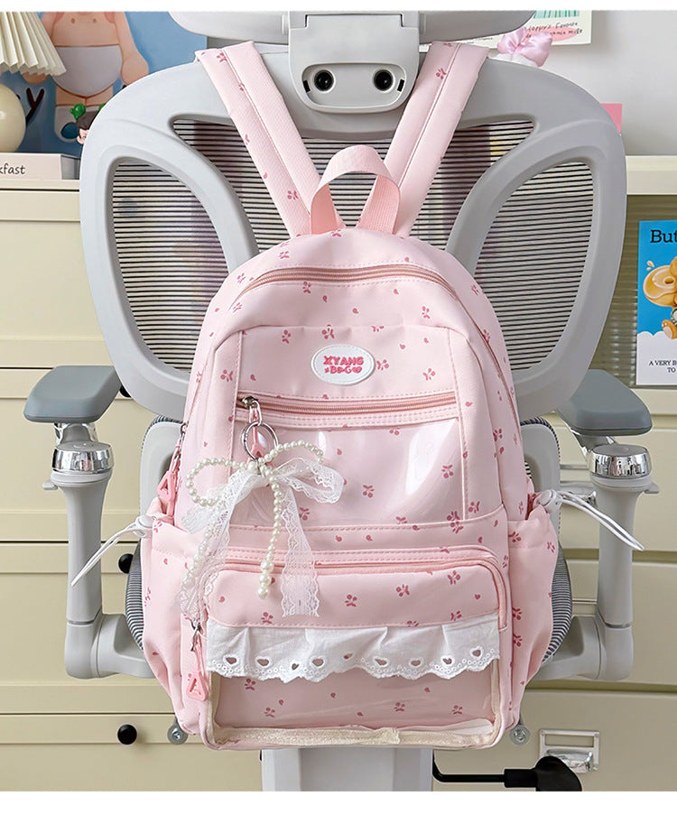 Blumengeschmückter lässiger Schulrucksack