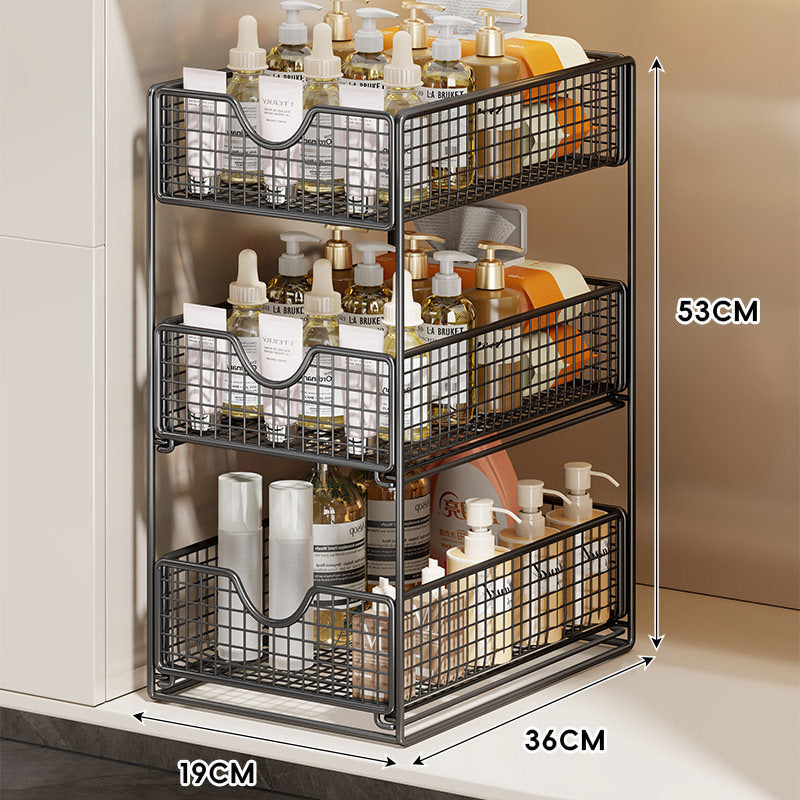 Drei-Tier Schubladenregal Organizer aus Netz für Küche und Badezimmer