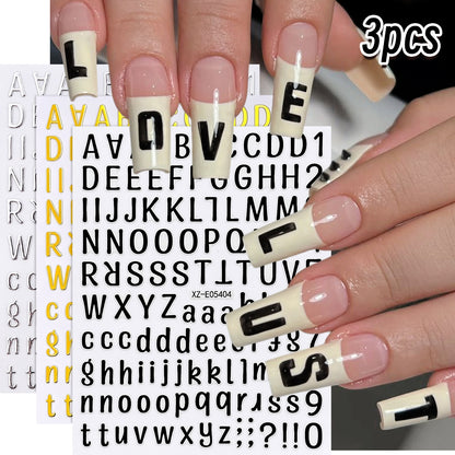 Dekorative Nagelkunst Buchstaben Aufkleber