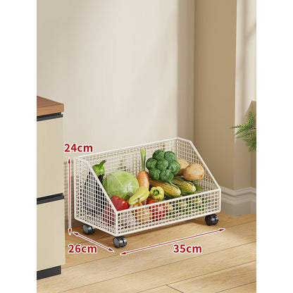 Zwei-Stufiges Mesh-Rollwagen Küche Obstlagerwagen