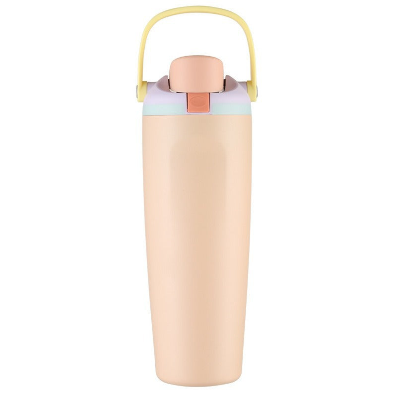 Unisex nan doppelwandige Vakuum-Trinkflasche aus Edelstahl mit Einhand-Klickverschluss und Tragegriff Brehn