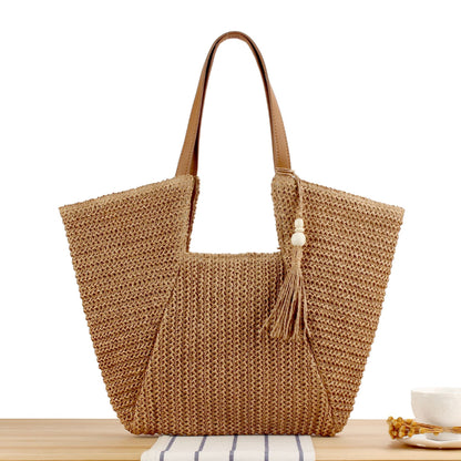 Strandtasche Aus Natürlichem Geflecht mit Eleganten Lederakzenten Brehn