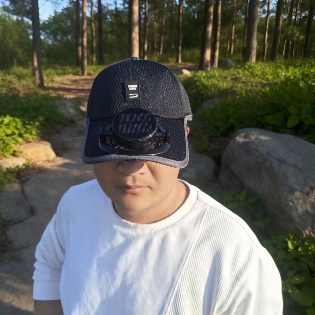 Solarbetriebene Baseballmütze mit abnehmbarem Solarventilator und atmungsaktivem Wabenstoff Brehn