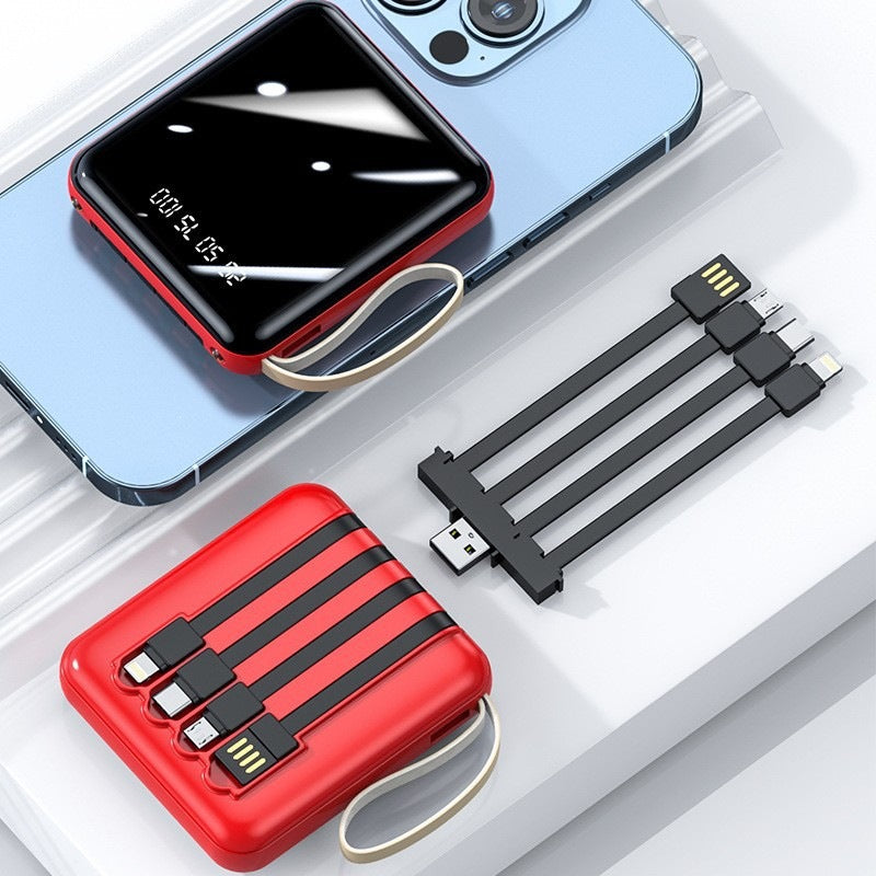 Kompakte Powerbank mit integriertem Mehrfachanschluss und digitaler Anzeige Brehn
