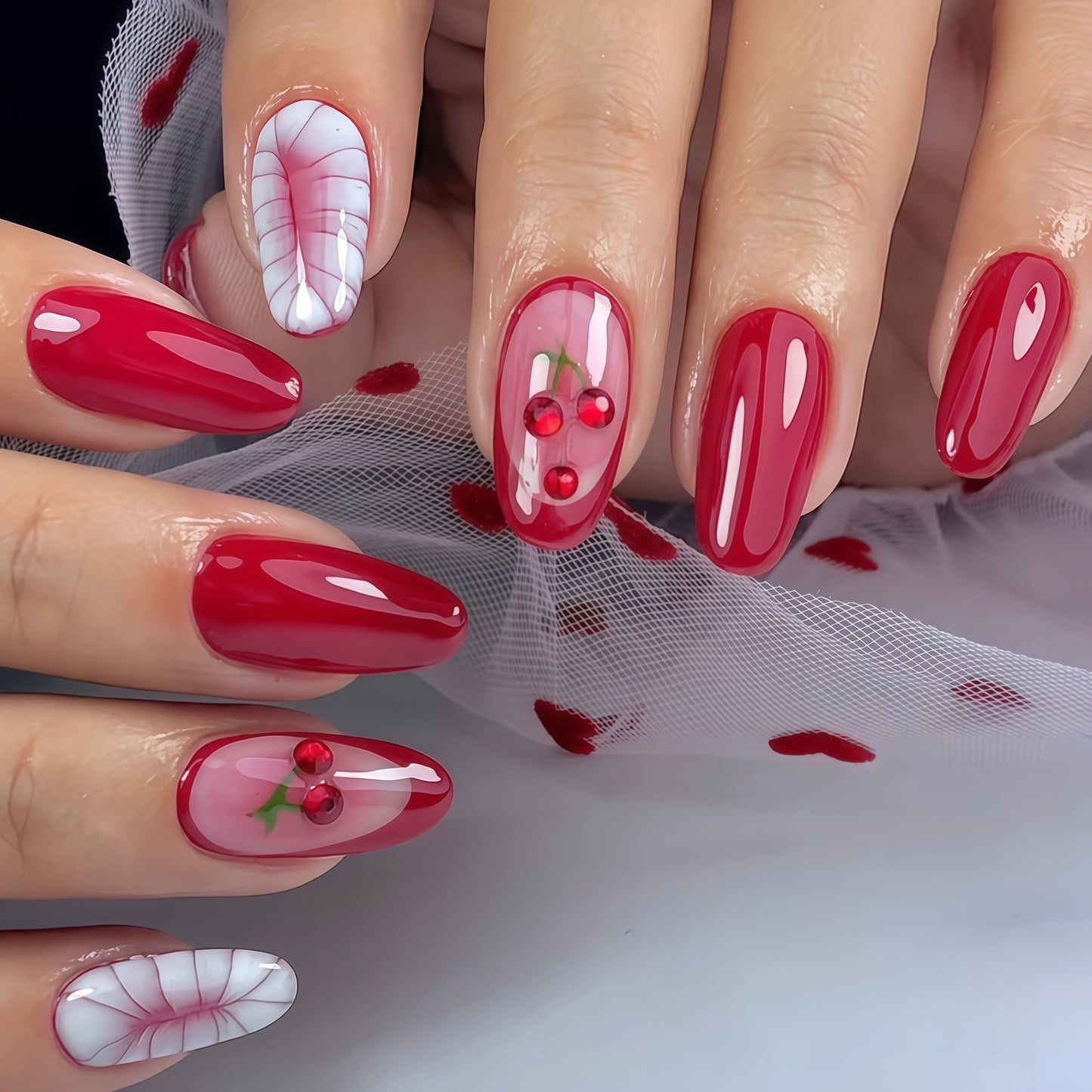 Künstlerisches Kirschblüten-Nageldesign Brehn