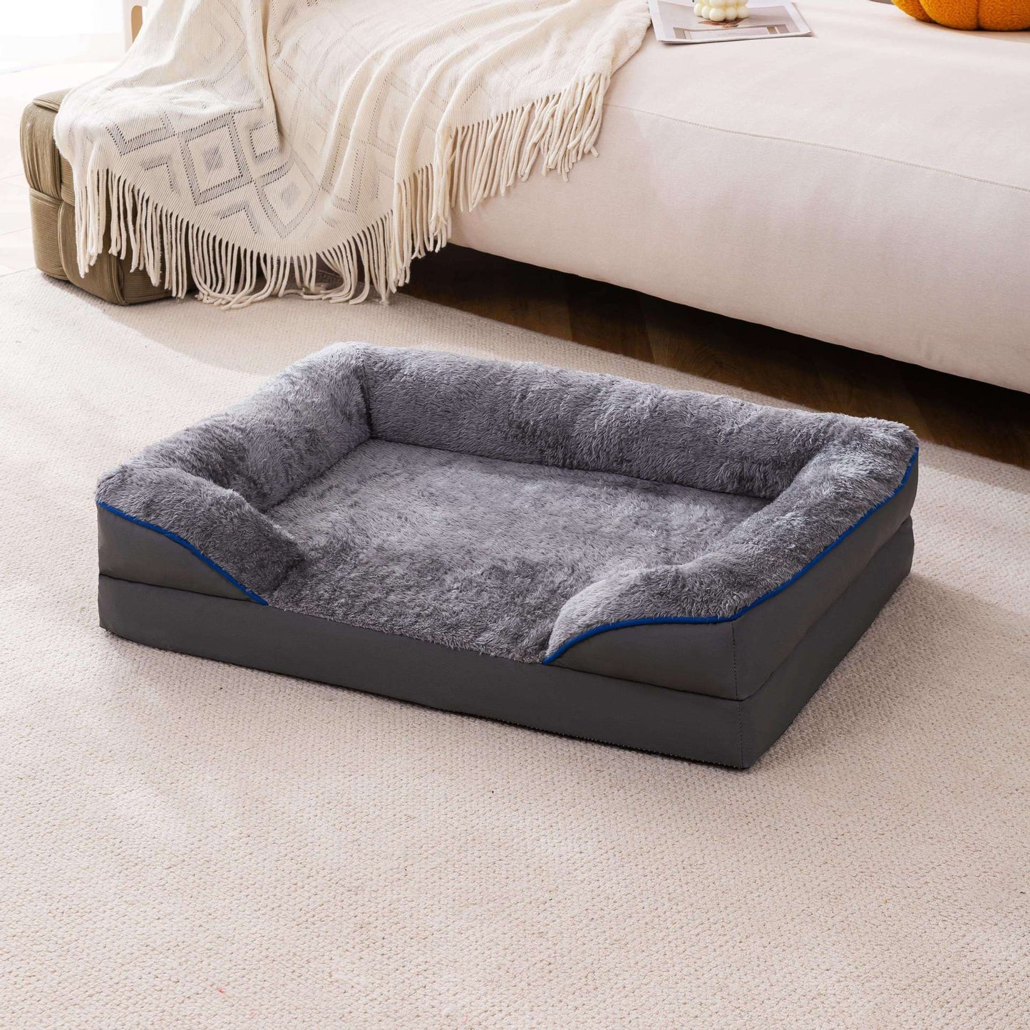 Orthopädisches Bolster-Seiten-Sofa-Hundebett