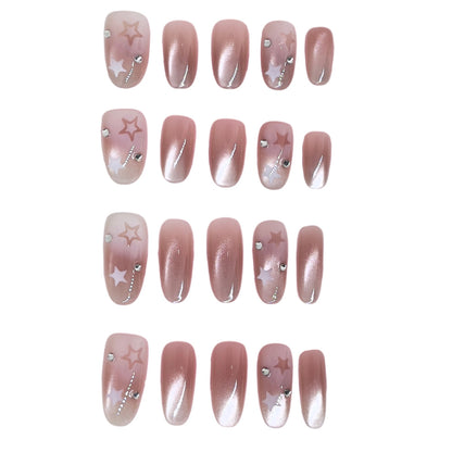 Künstlerisches Press-On Nagelkunst-Set mit Sternelementen
