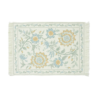 Rechteckiger Dekorativer Vintage-Teppich mit floraler webstruktur und Fransen Brehn