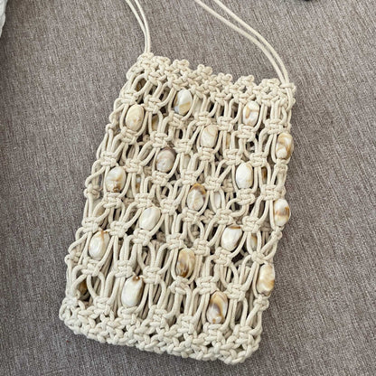Handgeknüpfte Umhängetasche mit Muscheln Brehn
