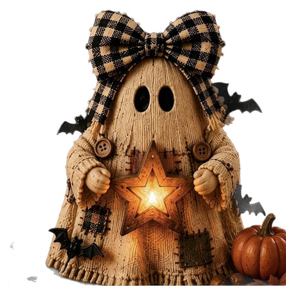 Handgefertigte Halloween-Deko Kürbis-Vogelscheuche mit Laterne