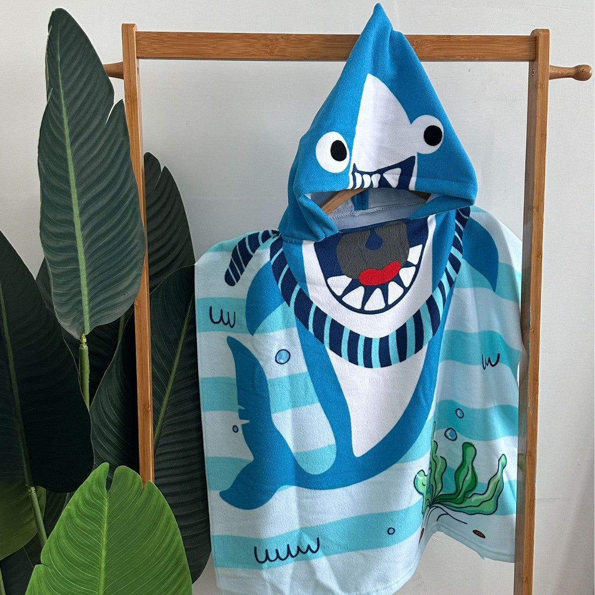 Kinder Haifisch-Design Kapuzenhandtuch Poncho Brehn