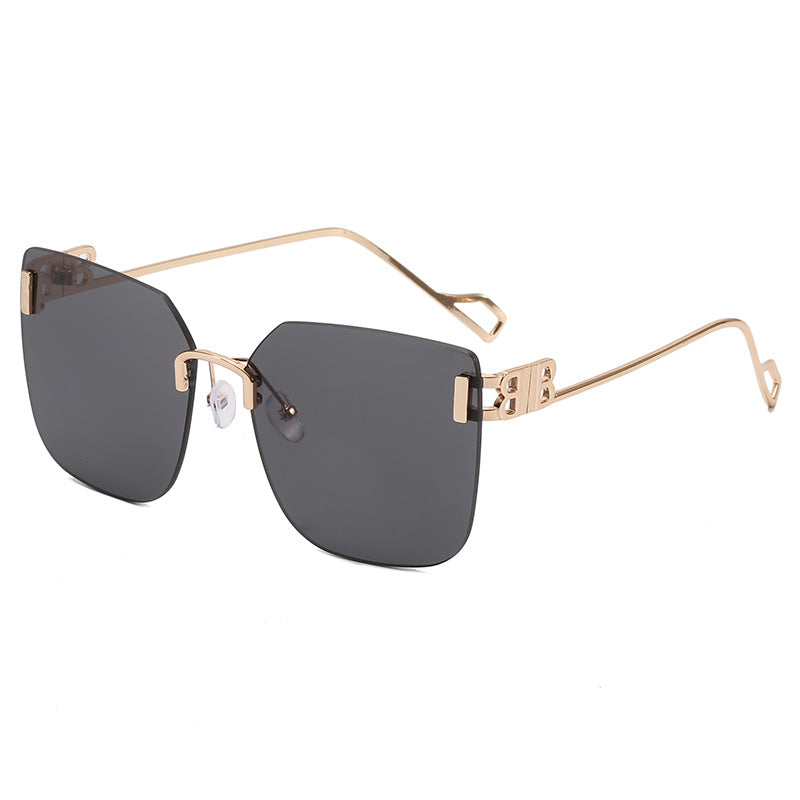 Damen elegante quadratische Sonnenbrille mit goldfarbenem Metallrahmen Brehn