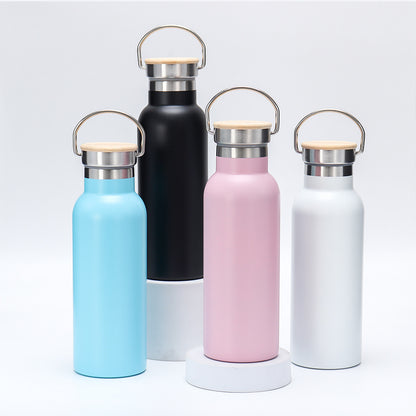 Damen isolierte Edelstahl-Trinkflasche mit Holzdeckel Brehn