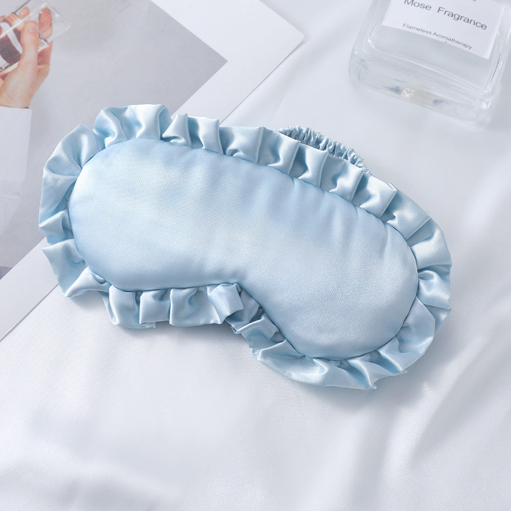 Damen nan seidig-glänzende Augenmaske mit ergonomischer Kontur, volanter Rüschenkante und sanfter Polsterung Brehn