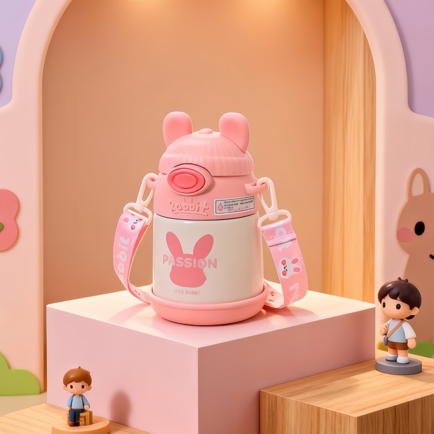 Damen Isolierte Kindertrinkflasche mit praktischem Tragegurt Brehn